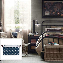 ZDD Cesto portabiancheria sotto Il Letto con Coulisse in Tela da 15 Pollici in Cotone Blu Navy, Strisce Blu, Grande 17 Pollici
