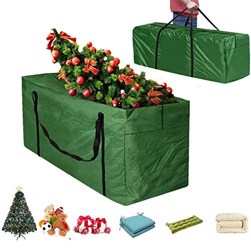 Cuscino da Giardino Borsa da Esterno Impermeabile, Tessuto Oxford Ampio Patio Mobili da Giardino Cuscini per divani Copertura con Maniglia per Il Trasporto per Albero di Natale 116 × 47 × 51 cm