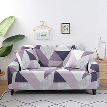Copridivano Elasticizzato Stampa Copripoltrona Fodere Copridivani Elastico 3 Posti Sofa Mobili Protettore Copertura Divano Antiscivolo Motivo geometrico viola Copridivano Elasticizzato