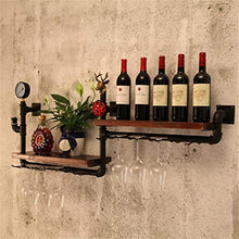 DJSMjbj LOFT - Portabottiglie da parete in legno, da appendere a parete, per bicchieri da vino, champagne e bottiglie di vino, a doppia parete