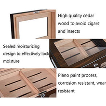 100 Sigari Raffreddamento Humidor Household Grande Capacità Cigar Cabinet Legno Di Cedro Cigar Idratante Governo Trasparente Tetto Apribile Igrometro Esterno ( Color : Brown , Size : 38*26.6*18cm )