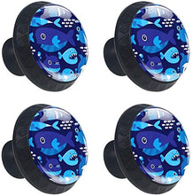Cartone animato squali di mare modello blu Pomelli per Porta Set di 4 Pomelli per Mobili Manopole per Cassetti Cucina Armadio Vetro