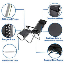 Todeco Sdraio per Giardino, Sedia Pieghevole A gravità Zero, 165 x 112 x 65 cm, Nero, Textilene, con Cuscino, Carico Massimo: 100 kg, Materiale: Acciaio