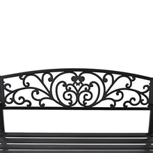 SHENGFENG Panca da giardino nera, acciaio + ferro, panchina per sedersi, panca esterna 127 x 60 x 85 cm