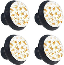 Golden Queen Princess Crowns Pattern Pomelli per Porta Set di 4 Pomelli per Mobili Manopole per Cassetti Cucina Armadio Vetro