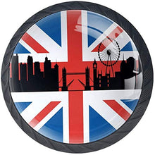 British UK Flag London Cityscape Pomelli per Porta Set di 4 Pomelli per Mobili Manopole per Cassetti Cucina Armadio Vetro