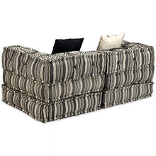 Tidyard Divano Letto Modulare a 2 Posti in Tessuto a Strisc,Divano da Salotto con 2 Cuscini Multicolore