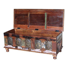 ETNIC ART Etnicart - Cassapanca in legno e decori Buddha-120x46x47-LEGNO MASSELLO