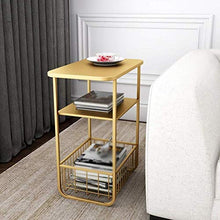 TONG HXF- Piccolo Soggiorno tavolino Rack di stoccaggio Scaffale a Terra Squisito capezzale del ripiano Ferro Multifunzionale Durevole (Color : Gold)