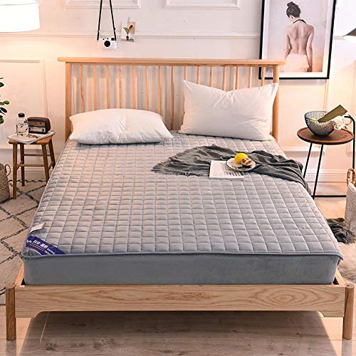 YXXCD Lavabile in Lavatrice Cristallo Velluto Copertura Materasso, Morbido Cotone Futon Tatami Materasso Tappetino Confortevole Mantieni Caldo Domestico-Grigio 150x200cm(59x78inch)