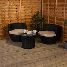 Home Discount, set di mobili da giardino in rattan, 2 posti, colore: nero e crema, per veranda, salotto, salotto, salotto, salotto, con piano in vetro, cuscini UKFR