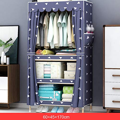 wardrobe Armadio Combinato, Armadio di Stoccaggio in Legno Massello in Tessuto Singolo, per Dormitorio, Stanza in Affitto, 60 × 45 × 170 Cm