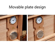 Humidor per Sigari Scatola per Sigari Antica A Quattro Zone A Due Strati Scatola per Sigari da 50 Pezzi Materiale in Legno di Cedro in Stile Antico Design Cavo con Umidificatore Termometro
