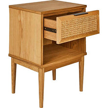 Meubletmoi HURA 5726 - Comodino in acacia e rattan, con 1 cassetto e 1 cuccia