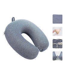 LBLQWE Cuscino a Forma di U, Memory Foam per Massaggio, Collo Rimovibile a 360 °, Spalla, Supporto per Dormire, Supporto per Laptop, Adatto per Aerei da Viaggio-Blue