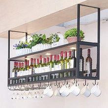 Amanti del vino Mobili da bar& Parete Wine Rack Legno Nero / soffitto d'attaccatura del supporto del vino del metallo / Cube Holder sospeso bottiglia di vino / legno scaffali galleggiante Mensola Home