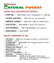 Evodreams Materasso Natural Pocket h.22 – Molle insacchettate e indipendenti, Pura Lana e Puro Cotone, Tessuto Puro Cotone, Dispositivo Medico CE, Materasso Artigianale Fatto in Italia (120 x 200)