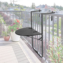 PrimeMatik - Tavolino semicircolare Regolabile per Balcone 60x39cm Nero