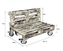 Divano divanetto 2 posti con Ruote, in Pallet EPAL per Esterno e Giardino -Made in Italy- Country, 120x80x78