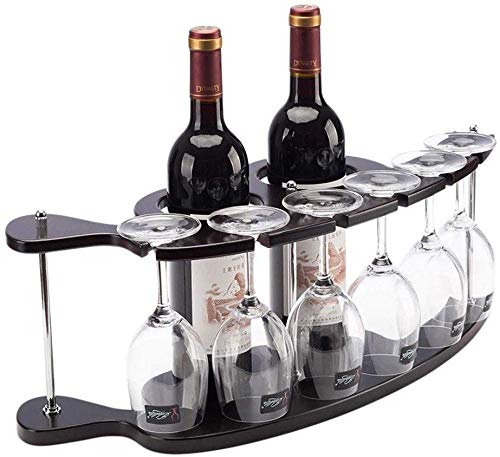 Scaffale Legno Porta Vino Cremagliera Del Vino Creativa Porta Bottiglie E Vetro - Decorazioni Per La Casa, Può Contenere 2 Bottiglie Di Vino Rosso E 6 Bicchieri