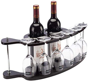 Scaffale Legno Porta Vino Cremagliera Del Vino Creativa Porta Bottiglie E Vetro - Decorazioni Per La Casa, Può Contenere 2 Bottiglie Di Vino Rosso E 6 Bicchieri