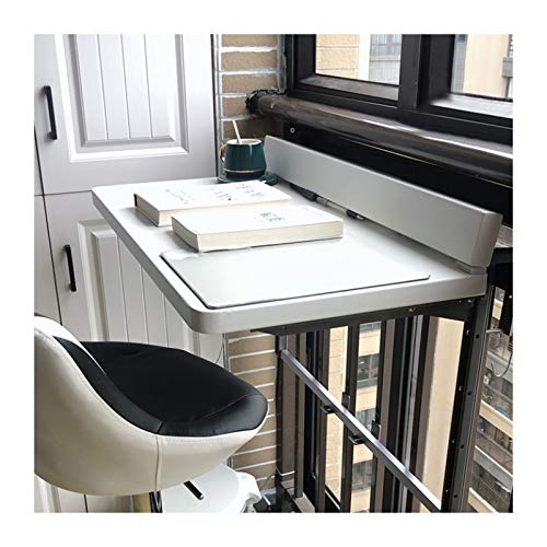 LWZ Tavolini da Esterno pensili da Balcone per Esterni, Tavolo da ringhiera Pieghevole Regolabile per terrazza, Patio, Giardino, Sala da Pranzo, Bianco