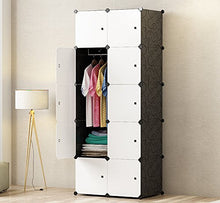 JOISCOPE Guardaroba, Armadio Portatile per Camera da Letto, Scatola di immagazzinaggio, Armadio componibile in plastica con pensili, Bianco e Nero(10 cubi)