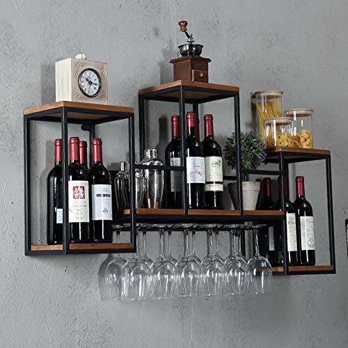 Portabottiglie da parete, per vino, da parete, moderno porta bottiglie di vino da parete, in metallo, montaggio a parete, per cucina, sala da pranzo, bar, soggiorno e cucina