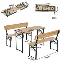 Outsunny Set Birreria da Giardino Tavolo e 2 Panche con Schienale Pieghevole in Legno di Abete