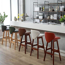WGEMXC Sedia, Sedia da Ufficio a Casa, Sgabello Sgabello da Bar in Legno Massello con Schienale Sgabello da Bar, con Schienale, Gambe Sgabello in Legno Marrone,Nero,H74Cm