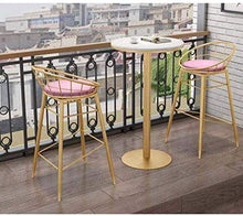 LWW Sedie, Sedie in ferro battuto Sgabello nordico dorato Sedia da bar Sedia per il tempo libero Sedia da pranzo moderna e minimalista Sedia in filo metallico,Altezza seduta 65 cm