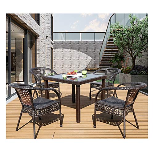 Tavolo in vimini in rattan mobili in patio e set sedia, Mobili da giardino all'aperto in rattan Tavolo e sedie Set Set di mobili per il prato per famiglie all'aperto (sedia da tavola set da 4 pezzi)