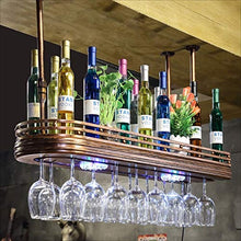 Portabottiglie per vino Sospensione per barra in metallo Bancone per bar Portabottiglie Ristorante Bicchieri da vino per uso domestico Cremagliera rovesciata Retro Arte in ferro Portabottiglie (Dime