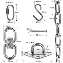 Chihee Kit di Sospensione Amaca Sedia Infissi 200 kg Ganci Girevoli con Catena 1 Meter/3,28 ft Fibbia Girevole Saccone da Pugilato Pilates Sospeso Resistente Interno Esterno