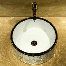 Ayhuir Oro Modello Europa Vintage Style Art lavabo Rubinetto Set Lavabo da appoggio in Ceramica Ciotola Rotonda in Ceramica lavabo lavandino del Bagno