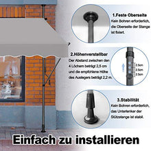 LZQ Tenda da sole a morsetto per balcone, retrattile manuale, regolabile in altezza, resistente ai raggi UV, senza forature, 100% poliestere (300 x 120 cm, grigio)