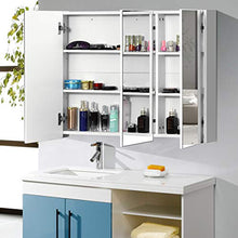 COSTWAY Mobile a Specchio per Bagno Armadietto Arredo con Specchio a Parete con 3 Ante e 2 Ripiani Regolabili in Altezza, Bianco, 90 x 11 x 65 cm