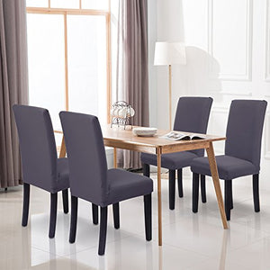 SaintderG® Coprisedie con Schienale 6 Pezzi, Lavabile Estraibile, Molto Facile da Pulire e Resistente, coprisedile, Moderna Sala da Pranzo, Hotel, Arredamento Ristorante (Grigio, 6 Pezzi)