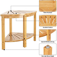 QWET Sgabello da Bagno in bambù, Salva Spazio per Organizzare Sgabello per Bambini in Legno, Adatto per Bagno, Passaggio D'Ingresso, Balcone, con Tappetino,15.7 * 15.7 * 16.9inch