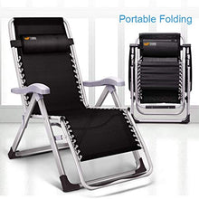 AI LI WEI SHUAIIJUAN Sedia per Il Tempo Libero Domestico Lounge reclinabile Heavy Duty con Il Cuscino Portatile Pieghevole Regolabile Reclining Sdraio for Office Patio Beach Pool Side Camping - Nero