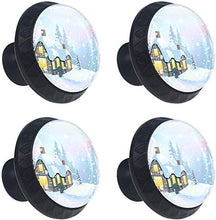 Winter Snowland Cabin Village Pomelli per Porta Set di 4 Pomelli per Mobili Manopole per Cassetti Cucina Armadio Vetro