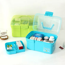 Ovitop Scatola Medica a Doppio Strato con Coperchio Scatola di Immagazzinaggio Medico Soccorso Kit di Pronto Soccorso Domestico Portatile-Blu