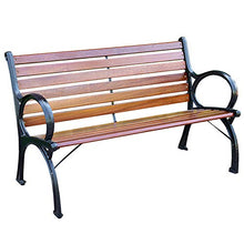 Outdoor furniture Panca da Giardino Sedia in Metallo, Panca a doghe in Legno massello anticorrosivo Resistente alle intemperie, Robusta e Spessa Struttura in ghisa, Panca in Metallo Sedia da Parco
