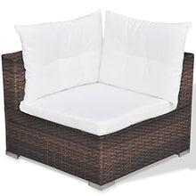 Tidyard Set Divani da Giardino 5 pz con Cuscini in Polyrattan Marrone, Set Divani da Giardino, Set divani da Giardino da Esterno 70 x 70 x 52,5 cm