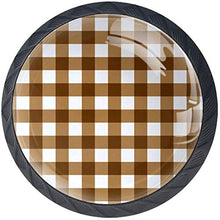 Tessuto scozzese marrone scuro e marrone chiaro Pomelli per Porta Set di 4 Pomelli per Mobili Manopole per Cassetti Cucina Armadio Vetro