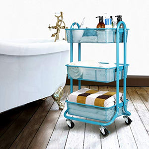 LYM &ripiano di stoccaggio Scaffale, da Terra Mobile Multifunzione Bagagli Piccolo Carrello a 3 Strati Scaffale di Finitura