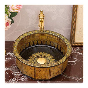 lilili Lavabo da Appoggio Lavabo Art Lavabo da Appoggio in Ceramica Lavabo Lavelli Lavabo Lavabo Bagno Cinese 41x41x14.5cm (Color : Black, Size : No Accessories)