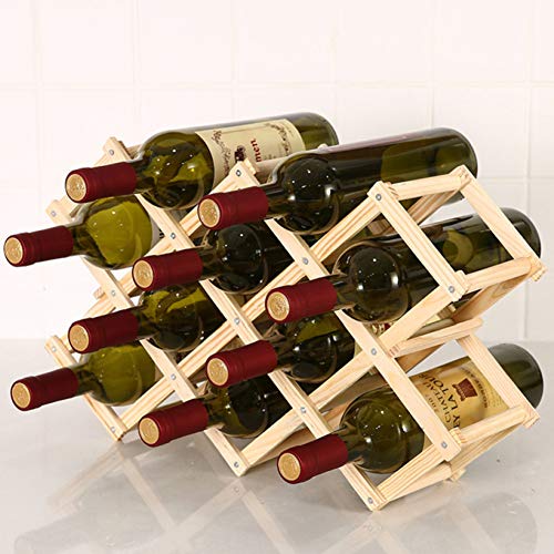 HWG Porta Bottiglie di Vino Lechnical Portavini Legno Portabottiglie di Vino, per Cucina Domestica, Espositore per Bottiglie di Vino, Bancone Bar,B-3