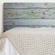 Testiera per letto in PVC, decorativa, economica, con assi orizzontali dipinte in vari toni turchesi antich (100 x 100)