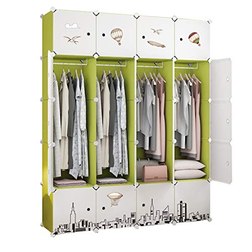 Armadio Armadio Armadio Rimovibili di Plastica di 20 Porte A 8-Gitter Scaffali Abbigliamento Home Camera Verde 147X47X183CM 4 Hanging MUMUJIN